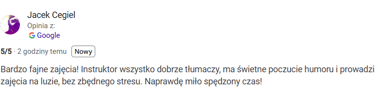 Oryginalna opinia w Google — Jacek Cegiel