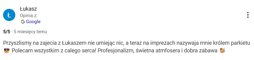 Oryginalna opinia w Google — Łukasz
