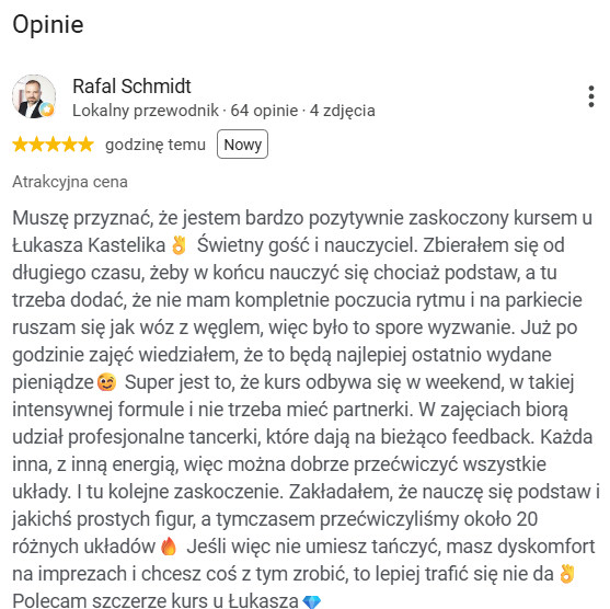 Oryginalna opinia w Google — Rafal Schmidt
