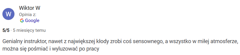 Oryginalna opinia w Google — Wiktor W